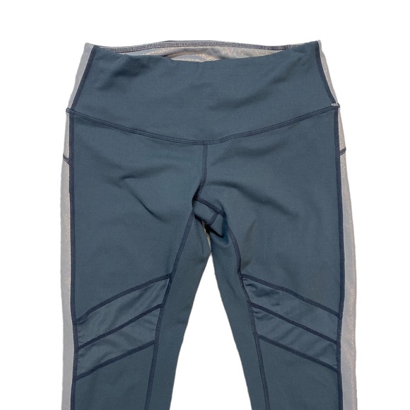 Zella Gray Metallic Trim Active Wear Leggings - Picture 2 of 5